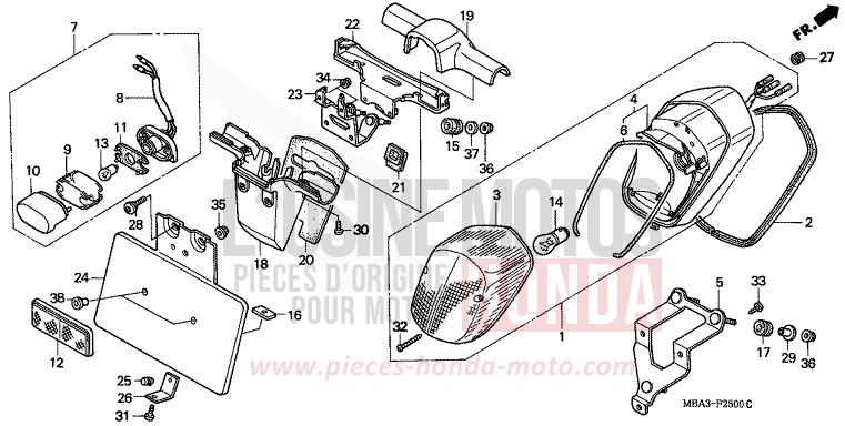 TAILLIGHT for Shadow Aero PEARL PARAGON PURPLE (P20E) from 1998